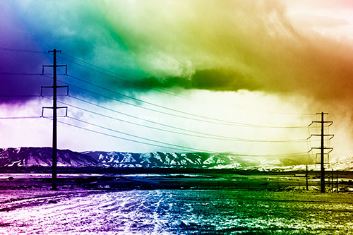 Snowstorm Brews Beyond Powerlines (Rainbow Shade Photo)