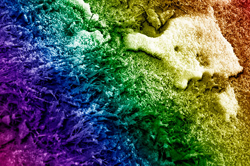 Snowy Grass Forming Demonic Horned Creature (Rainbow Shade Photo)