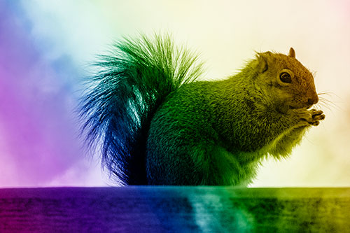Squirrel Nibbles Breakfast Atop Concrete Skatepark (Rainbow Shade)