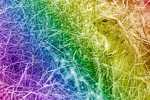 Standing Prairie Dog Snarls Towards Intruders (Rainbow Shade Photo)
