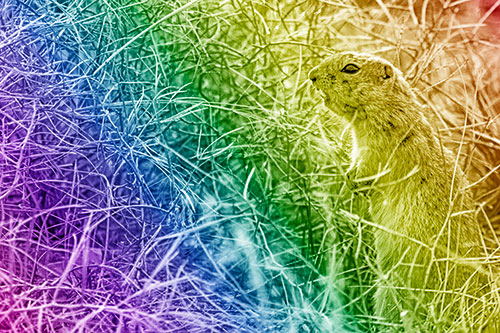 Standing Prairie Dog Snarls Towards Intruders (Rainbow Shade)