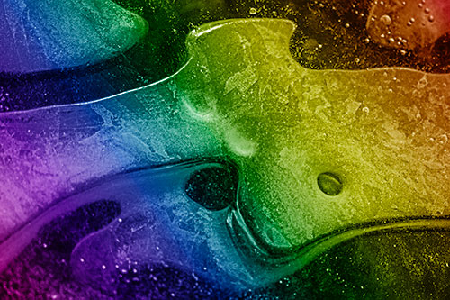 Swirling Frozen Smiling Bubble Eyed River Ice Face (Rainbow Shade)