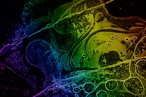 Terrified Screaming Ice Bubble Face Imprisoned Among Sticks (Rainbow Shade)