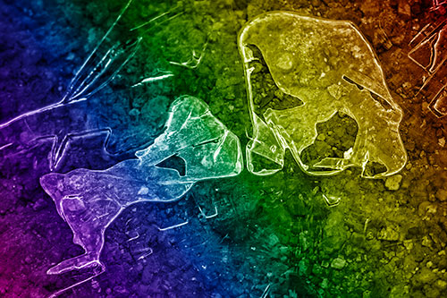 Translucent Frozen Big Eyed Alien Ice Bubble Figure Atop River (Rainbow Shade)