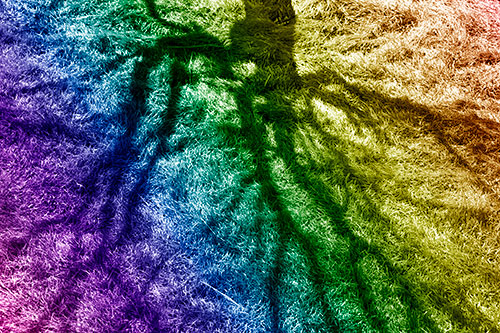 Tree Branch Shadows Creepy Crawling Over Dead Grass (Rainbow Shade Photo)