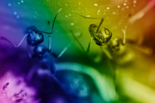 Two Vertical Climbing Carpenter Ants (Rainbow Shade)