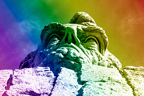 Vertical Upwards View Of Presidents Statue Head (Rainbow Shade Photo)