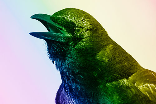 Vocal Crow Cawing Towards Sunlight (Rainbow Shade)
