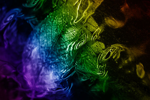 Water Ripple Faced Leaf In Submerged Trance (Rainbow Shade)