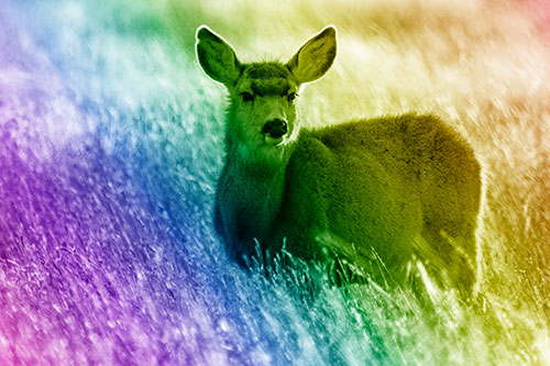 White Tailed Deer Leg Deep Among Grass (Rainbow Shade Photo)