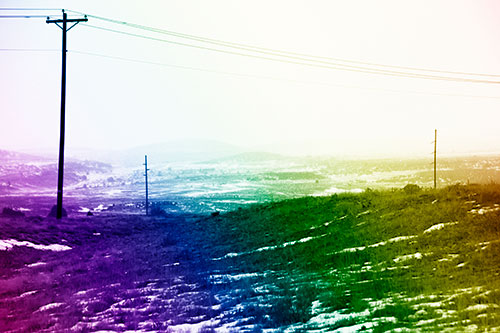 Winter Snowstorm Approaching Powerlines (Rainbow Shade Photo)