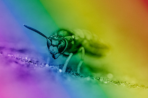 Yellowjacket Wasp Prepares For Flight (Rainbow Shade Photo)