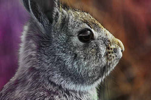 Alert Bunny Rabbit Detects Noise (Rainbow Tint Photo)