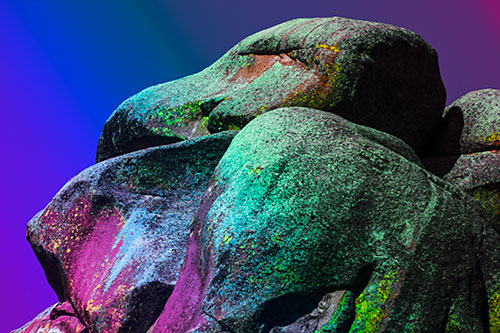 Ancient Rock Face Formation (Rainbow Tint Photo)