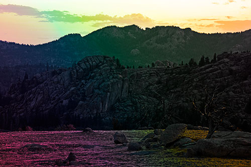 Arching Mountain Double Sunrise (Rainbow Tint Photo)