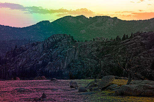 Arching Mountain Double Sunrise (Rainbow Tint Photo)