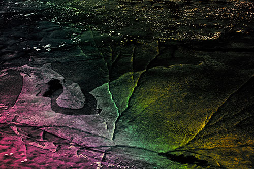 Bubble Cracking River Ice (Rainbow Tint Photo)
