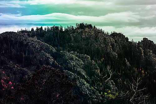 Cloudy Summit Trailhead Mountain Top (Rainbow Tint Photo)
