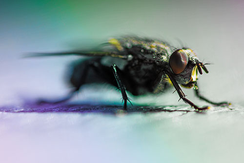 Cluster Fly Stands Among Sunshine (Rainbow Tint Photo)