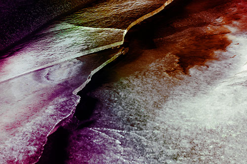 Cracking Blood Frozen Ice River (Rainbow Tint Photo)