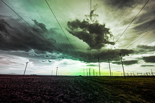 Creature Cloud Formation Above Powerlines (Rainbow Tint)
