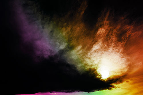 Dark Cloud Mass Holding Sun (Rainbow Tint Photo)