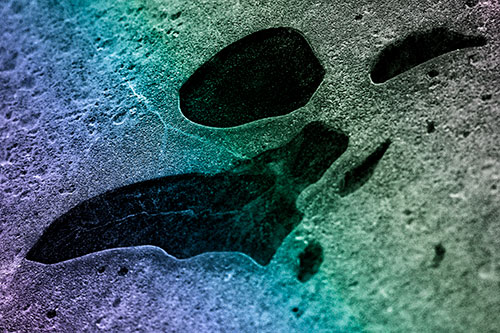 Distorted Skull Face Within Frozen Ice (Rainbow Tint)