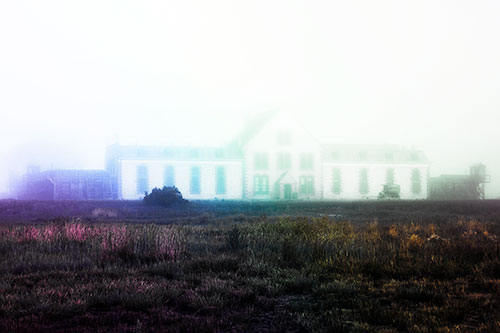 Fog Engulfs Historic State Penitentiary (Rainbow Tint Photo)