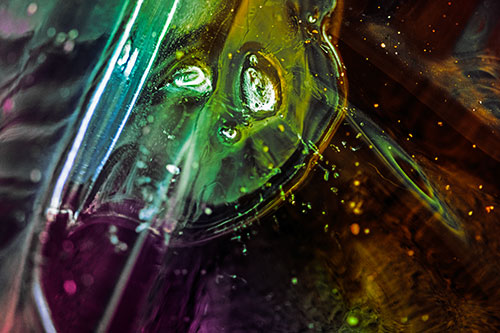 Frozen Unhappy Frowning Distorted River Ice Face (Rainbow Tint)
