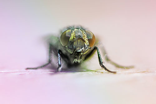 Glistening Cluster Fly Sticking Tongue Out (Rainbow Tint)