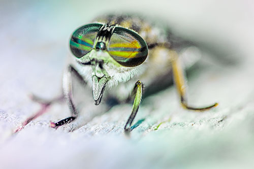 Happy Horse Fly Sticking Out Tongue Among Sunlight (Rainbow Tint)