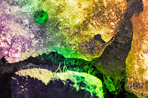 Ice Melting Crevice Mouthed Rock Face (Rainbow Tint Photo)