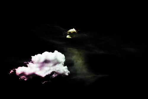 Isolated Creature Head Cloud Appears Within Darkness (Rainbow Tint Photo)