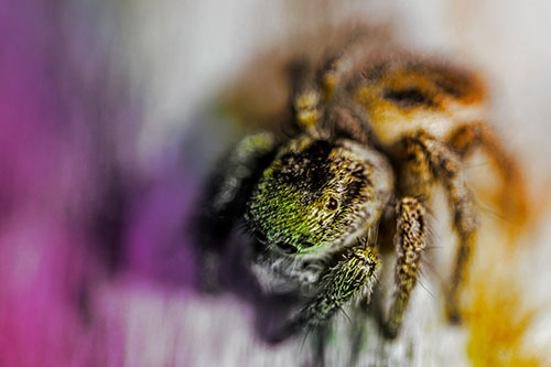 Jumping Spider Makes Eye Contact (Rainbow Tint Photo)