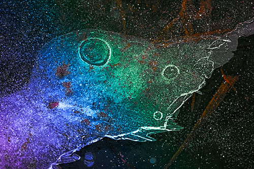 Large Headed Bubble Eyed Ice Face Frozen Among River (Rainbow Tint)