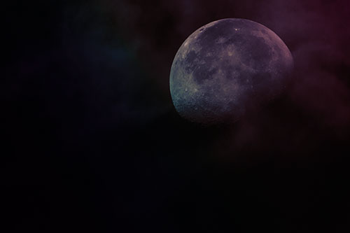 Moon Descending Among Faint Clouds (Rainbow Tint)