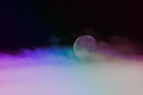 Moon Rolling Along Clouds (Rainbow Tint Photo)