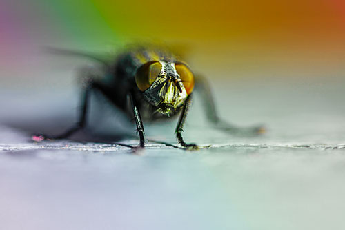 Morbid Open Mouthed Cluster Fly (Rainbow Tint Photo)