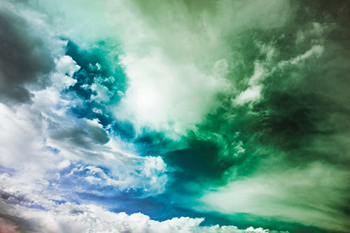 Ocean Sea Swirling Clouds (Rainbow Tint Photo)