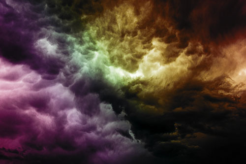 Raging Thunderstorm Clouds Brewing Among Sky (Rainbow Tint)