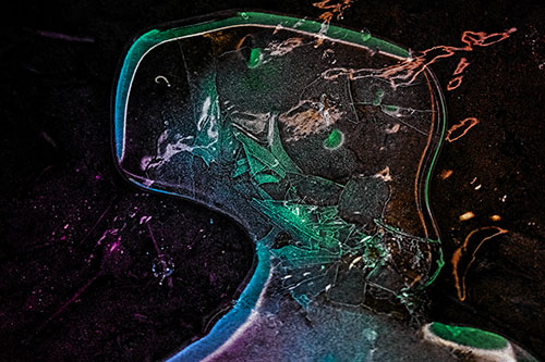 Shattering Ice Head Cracking Smile Along Shore (Rainbow Tint)