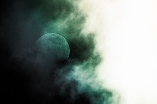 Smearing Mist Clouds Consume Moon (Rainbow Tint Photo)