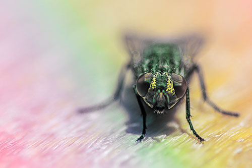 Smirking Open Mouthed Cluster Fly Watching Closely (Rainbow Tint)