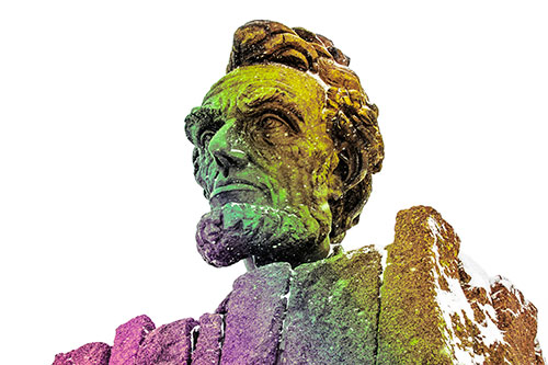 Snow Covering Presidents Statue (Rainbow Tint Photo)