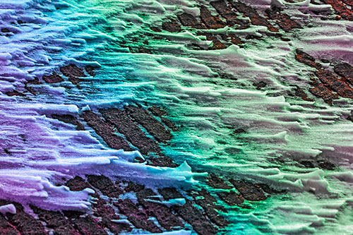 Snow Drifts Atop Rigid Pavement (Rainbow Tint Photo)