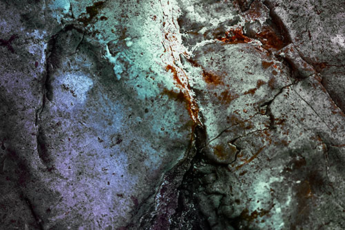 Stained Blood Splatter Rock Surface (Rainbow Tint Photo)
