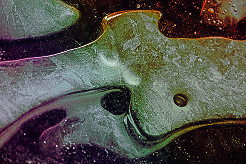 Swirling Frozen Smiling Bubble Eyed River Ice Face (Rainbow Tint)