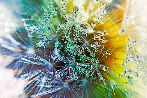 Water Dew Bubbles Among Dandelion Fluff (Rainbow Tint)