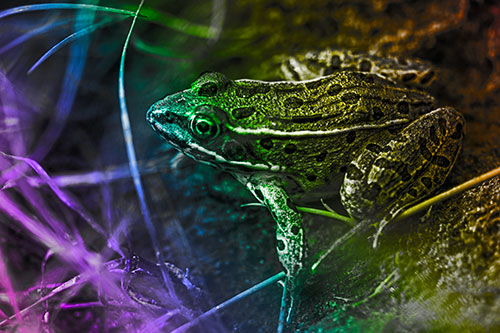 Alert Leopard Frog Prepares To Pounce (Rainbow Tone Photo)