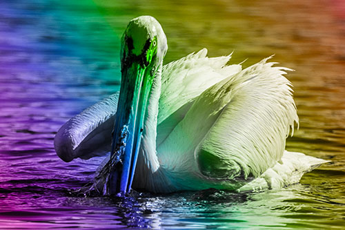 Algae Beaked Pelican Fishes For Salamanders (Rainbow Tone)